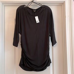 Banana Republic, black top, side ruching, three-quarter sleeve , size XL